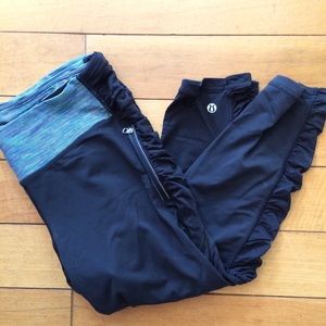 Lululemon Ruched Crops Tights Zipper Pockets 10